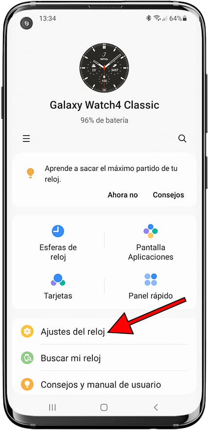 Ajustes del reloj Galaxy Wearable