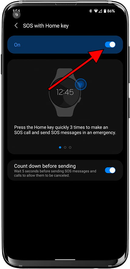 Activar SOS Galaxy Wearable