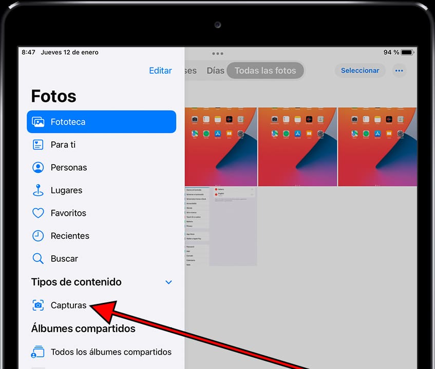 Tipos de contenido: capturas Apple iPad Pro 9.7