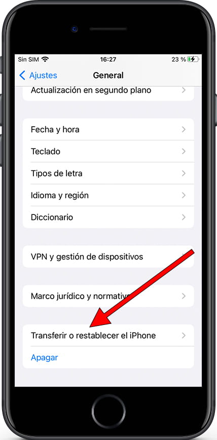 Restablecer iOS
