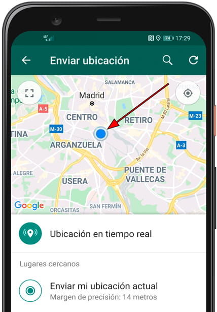 Ubicación actual WhatsApp