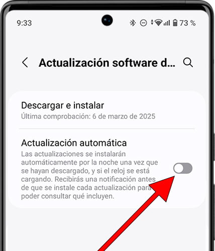 Actualización automática desde Samsung Wearable