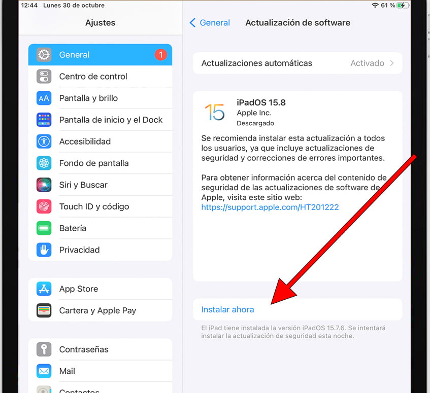 Actualizar ahora iPhone