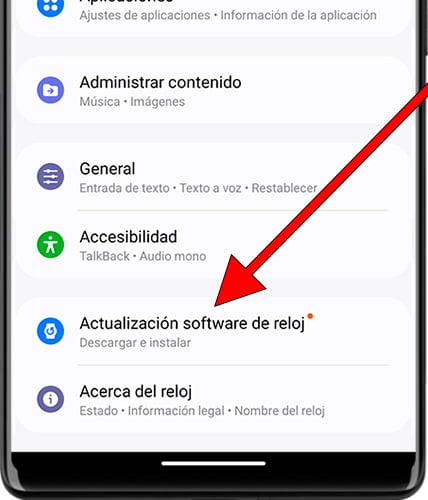 Actualización software del reloj desde Samsung Wearable