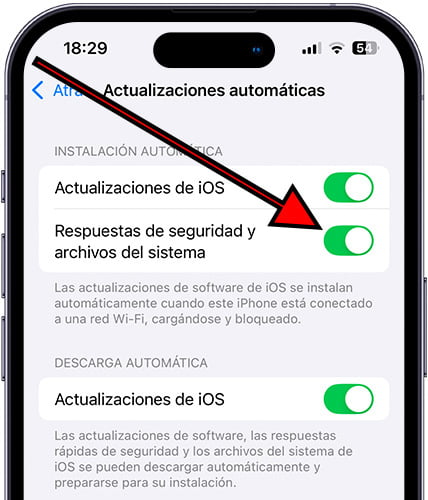 Respuestas de seguridad y archivos de sistema iPhone