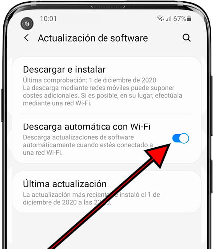 Descaga automática con Wi-Fi Samsung Galaxy