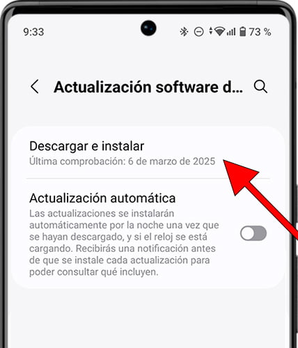 Descargar actualización desde Samsung Wearable