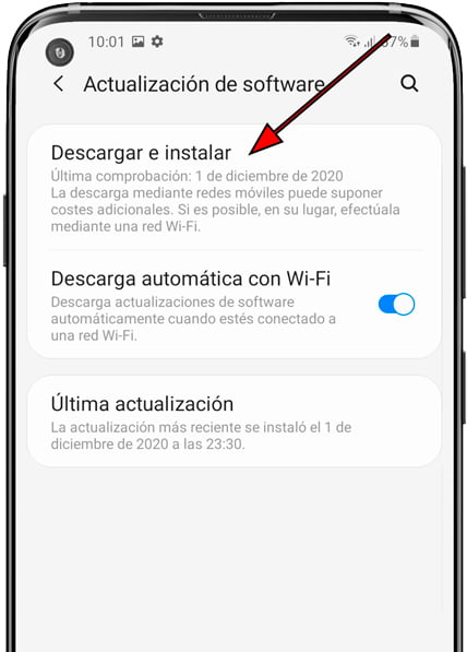 Descargar e instalar actualización Samsung Galaxy