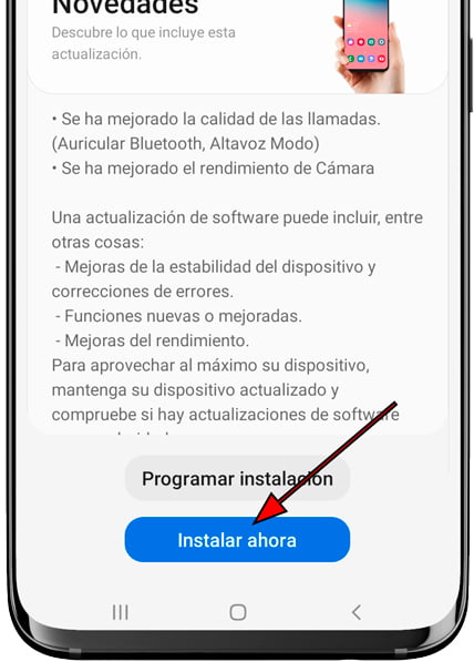 Instalar actualización Samsung Galaxy
