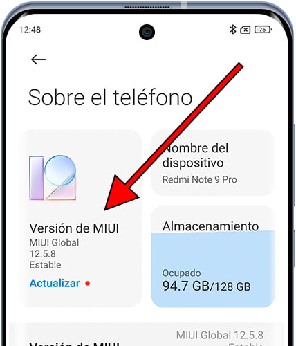 Versión de MIUI Xiaomi