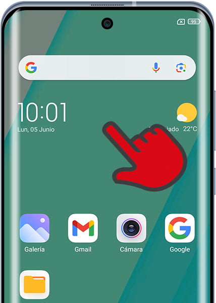 Mantener pulsado en pantalla de inicio Xiaomi