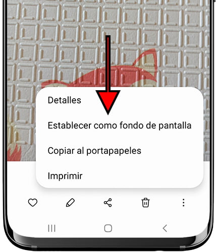 Establecer como fondo de pantalla desde la galería en Samsung