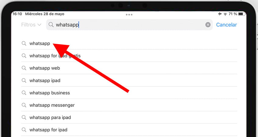 Buscar WhatsApp en App Store de iPad