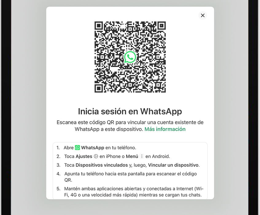 Iniciar sesión en WhatsApp de iPad