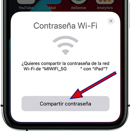 Compartir contraseña Wi-Fi iPhone