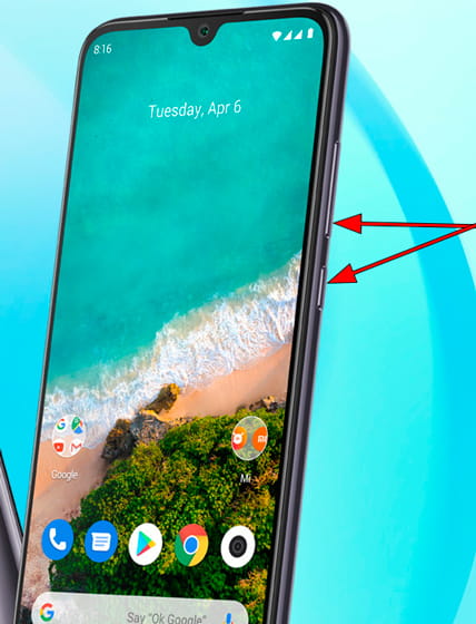 Captura de pantalla en Xiaomi Mi A3